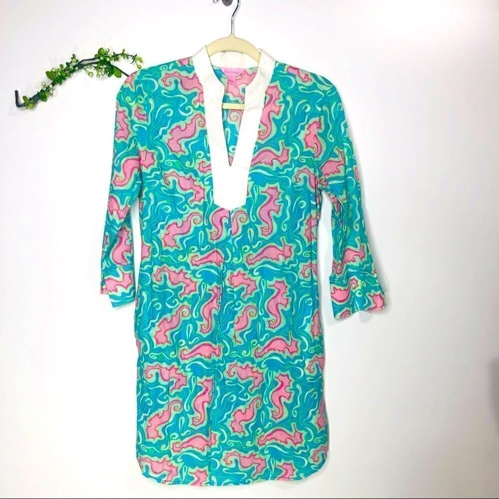 Lilly Pulitzer Seahorse Shift Dress Longsleeve